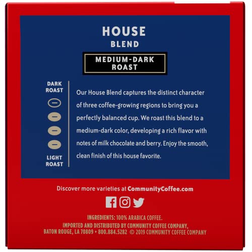 Image of Community Coffee House Blend 12 Count Coffee Pods, Medium-Dark Roast, Compatible with Keurig 2.0 K-Cup Brewers, Box of 12 Pods (Pack of 2)