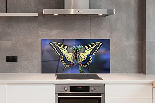 Crédence adhésive 120x60cm en verre trempé papillon pour protection murale de cuisine