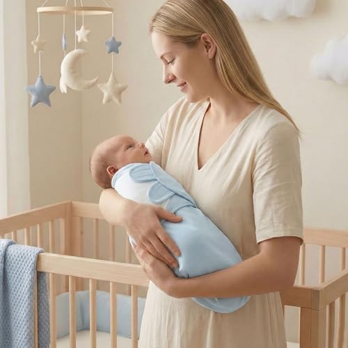 Image of GLLQUEN BABY Swaddles for Newborns 0-3 Months, Adjustable & Easy Fastener | 3-Pack, Baby Boy Swaddles Organic Cotton Womb-Like Nursery Swaddling Blanket reduces startle reflex, Soft & Skin-Friendly
