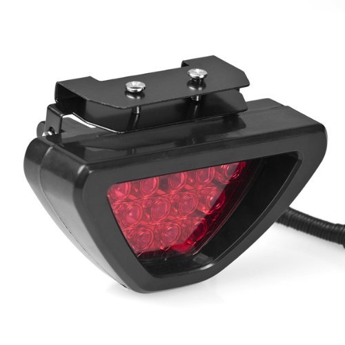 Super Bright F1 Style 12 LED Clamp Flash Mount Strobe 3rd Third Blinking Triangle Taillamp Stop Light Red Len