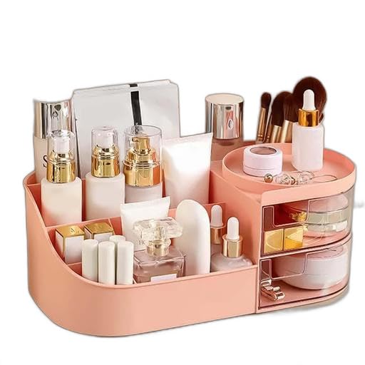 Nurah Cosmetic Organizer Box Drawers Storage Plastic Stationary Box | Make Up Organiser for Women (Pink) DL 53-image-37