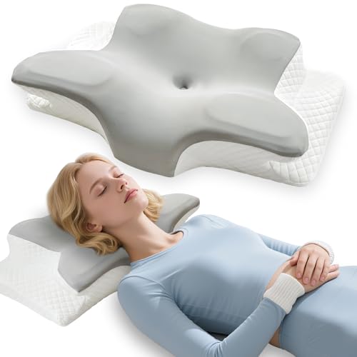 Souvik Nackenkissen, Bequemes Kopfkissen Nackenstützkissen, Memory Foam Kissen, Ergonomisches Schlafkissen für Seitenschläfer, Pillow Rücken- und...