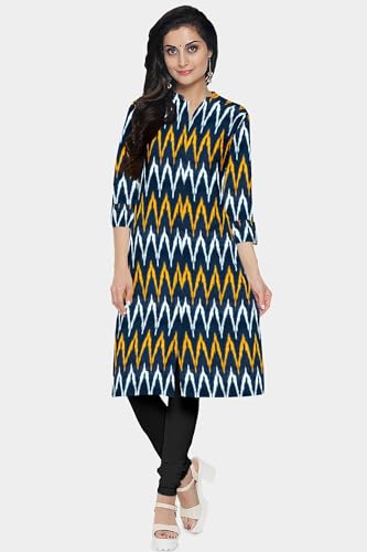 Image of Cotton Pochampally ikat unstitched blouse, Kurthi, long frock fabric material for women (1 meter, 2 meters & 3 meters)