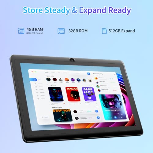 VASOUN 7 inch Tablet, Android 13 with 32GB ROM, Tablet PC with Quad Core Processor, GMS Certified WiFi Dual Camera, Portable Tablets with Case - Image 5
