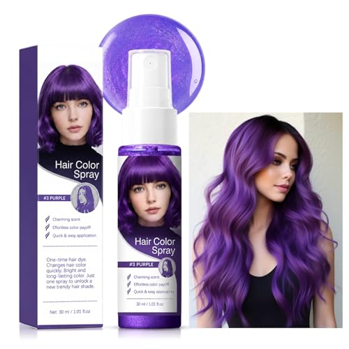 Lila Haarfarbe Spray Temporäre Haarfarbe Lila Auswaschbar Sofortige Tönung Haare Einmalige Purple Hair Dye Schnell & Einfach Auftragen Buntes Haarspray für Party Festival Cosplay & Reisen