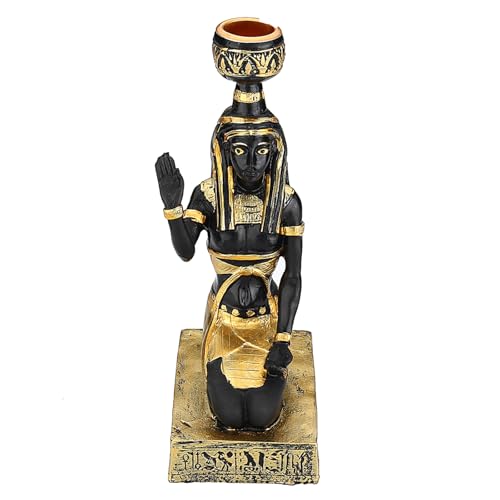 Egyptian Resin Candle Holder Anubis Goddess Sphinx Figurines for Table Office Decor (Goddess)