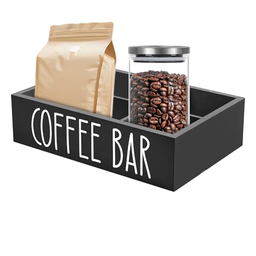 Organizador De Barra De Café,Organizador De Madera Para Café Con Divisores Extraíbles | Soporte Para Palitos De Agitar Tazas Sirope Y Aperitivos