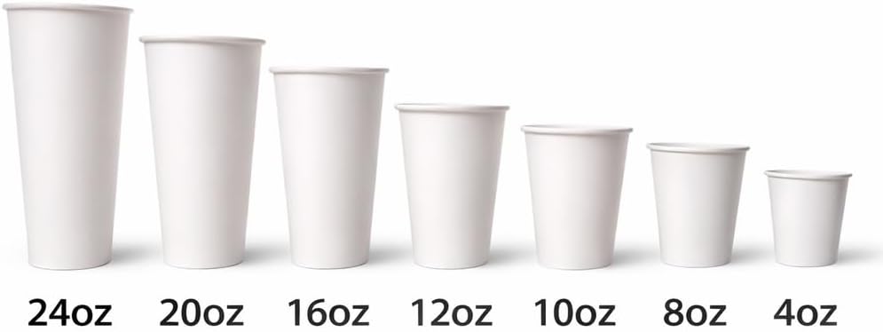Sierra 8oz Disposable Paper Hot Cup, 1000 Count, 20 Packs of 50, White