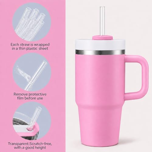 Image of Replacement Straws Compatible with 20 oz Stanley Quencher Tumbler, 8.5 Inch Reusable Straws, Drinking Cup Accessories, Clear-6 Pack