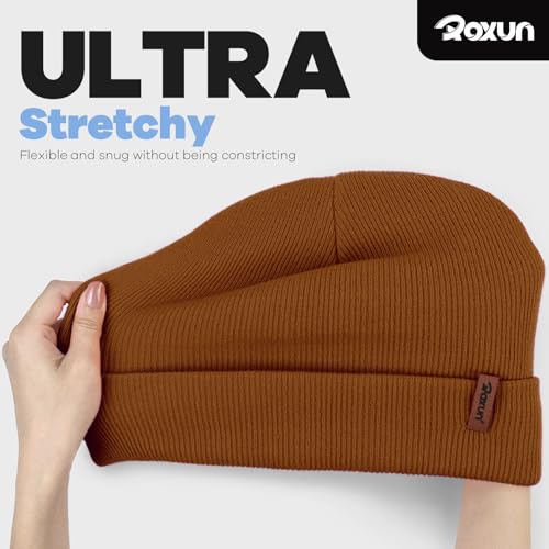 Image of ROXUN Beanie for Men /Women Winter Hat Soft Warm Unisex Skull Stocking Cap | cuffed beanie,stretch-knit fit ,suits daily wear,hiking, skiing cycling