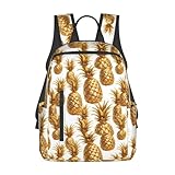 HTTUP ゴールデンパイナップル背景プリント ウィークエンダー トラベル バックパック カジュアル デイパック 防水 ショッピングや日常使用