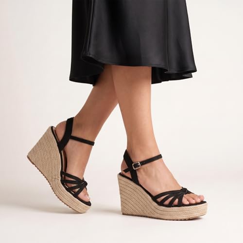 Image of VICKI.VICKI Wedges for Women Platform Sandals Wedge Heels for Sandals Comfortable Summer Espadrille Shoes Ankle Strap&Open Toe