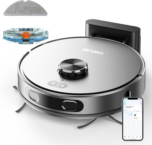 Robot Vacuum and Mop, Mapping Robotic Vacuums Cleaner with LiDAR Navigation Smart & Strong Suction, WiFi/App/Alexa/Voice Control, Obstacle Avoidance, for Home, Wood/Hard Floors, Pet Hair -Gray