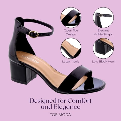 Image of TOP Moda Darcie-1 Ankle Strap Dressy High Heel Sandal, Non-slip Sole, For Wedding, Party, Prom, Evening Wear, or Any Occasion, Sleek Style Block Heel Sandals