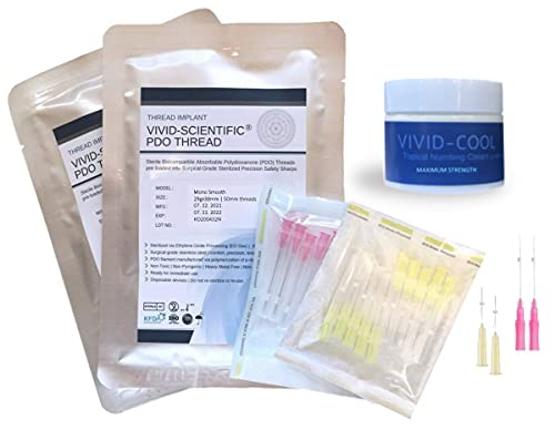 PDO Thread Lift Multi Pack - 30G x 25mm (10pcs) + 29G x 38mm (10pcs) + Lidocaine Cream | FREE 2-5 DAY SHIPPING | PDO Threads Lift, Tighten, Volumize for 2-3 Years