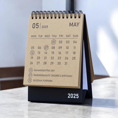 2025 Desk Calendar Mini Monthly Calendar 13 Months Standing Flip Calendar for Home Office Black (Brown) eco- friendly (Image - 7)