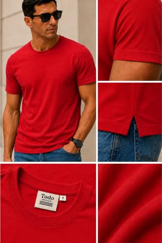 Image of Men's Solid Cotton T-Shirt Pack of 3 | Breathable Round Neck Combo | Half Sleeve | Solid-Regular Fit Casual Wear
