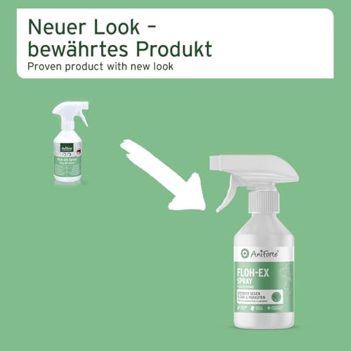 AniForte Flohspray für Hunde & Katzen 250 ml - Floh-Ex Spray zur Abwehr gegen Flöhe, Flohmittel bei Parasiten & Flohbefall, Antiflohmittel mit Geraniol & natürlichen Ölen