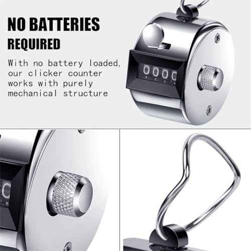ALEEIK Handzähler 2 Stücke Hand Zähler Mechanischer Klickzähler Fingerzähler Metall Zähler Klicker Counter Counter 4-Stelliger Zähler für Golf Zählen Stricken