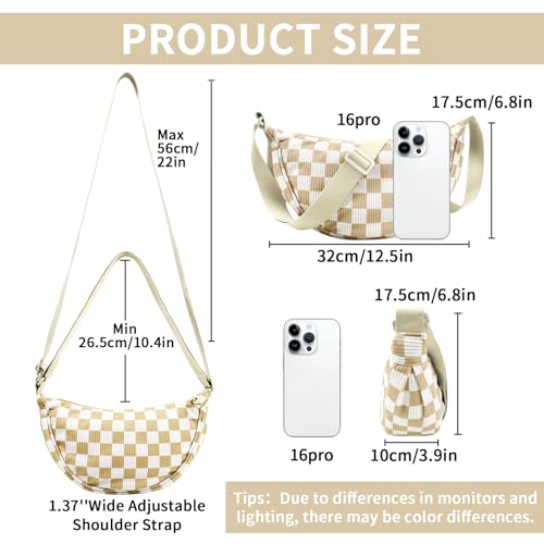 Image of Nylon Crescent Crossbody Bag for Women Purses Trendy Men,Small Travel Sling Bag Hobo