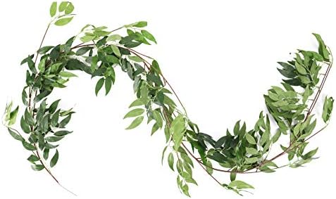 XIUER Artificial Greenery Hanging Leaves Vines 5.7FT Faux Willow Jungle Plant Silk Garland for Indoor Outdoor Windowsill Courtyard Wedding Festival Backdrop Wall Decor,Pack of 2