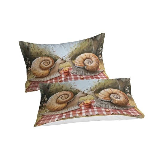 Housse de couette escargot 140x200cm en microfibre douce avec taie d'oreiller