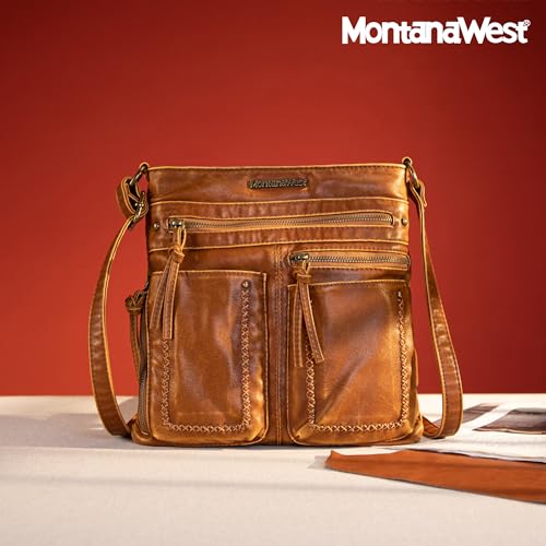 Image of Montana West Crossbody Bag for Women Multi Pocket Shoulder Medium Travel Purses Ultra Soft Washed Leather