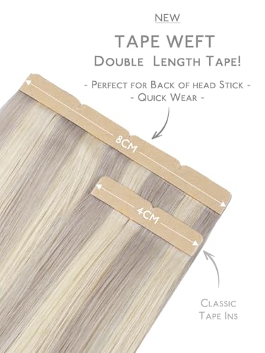 Image of WENNALIFE 3.15 inch Wide Tape in Hair Extensions Human Hair, Tape in Weft