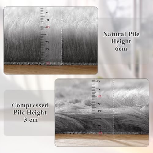 ORINOVA Large Area Rugs 9x12 Living Room Grey Fluffy Rug Faux Sheepskin Washable Fuzzy Fur Rugs for Bedroom Rectangle Nursery Rug - image 4