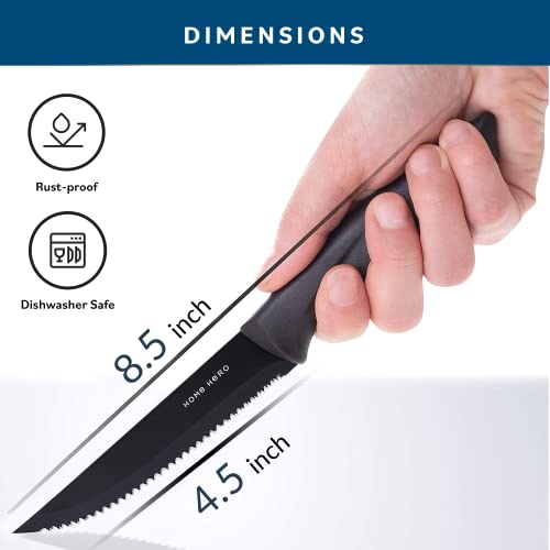 Home Hero Kitchen Knife Set, Steak Knife Set & Kitchen Utility Knives - Ultra-Sharp High Carbon Stainless Steel Knives With Ergonomic Handles (8 Pc Set, Black) #TOP5