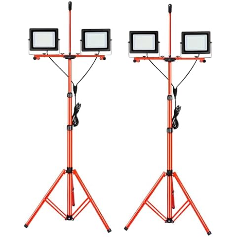 LEDMO 26000 Lumen LED Work Lights on Stand Tripod,200W Bright 2 Adjustable Head Work Flood Light with Individual Switch,IP65 Waterproof Outdoor & Indoor for Job Site Workshop Security Lighting Cover