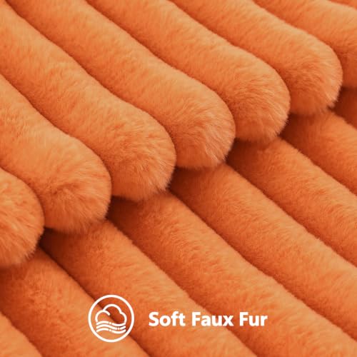 Image of decorUhome Fall Faux Fur Throw Pillow Covers 20x20 Set of 2 Pumpkin Orange