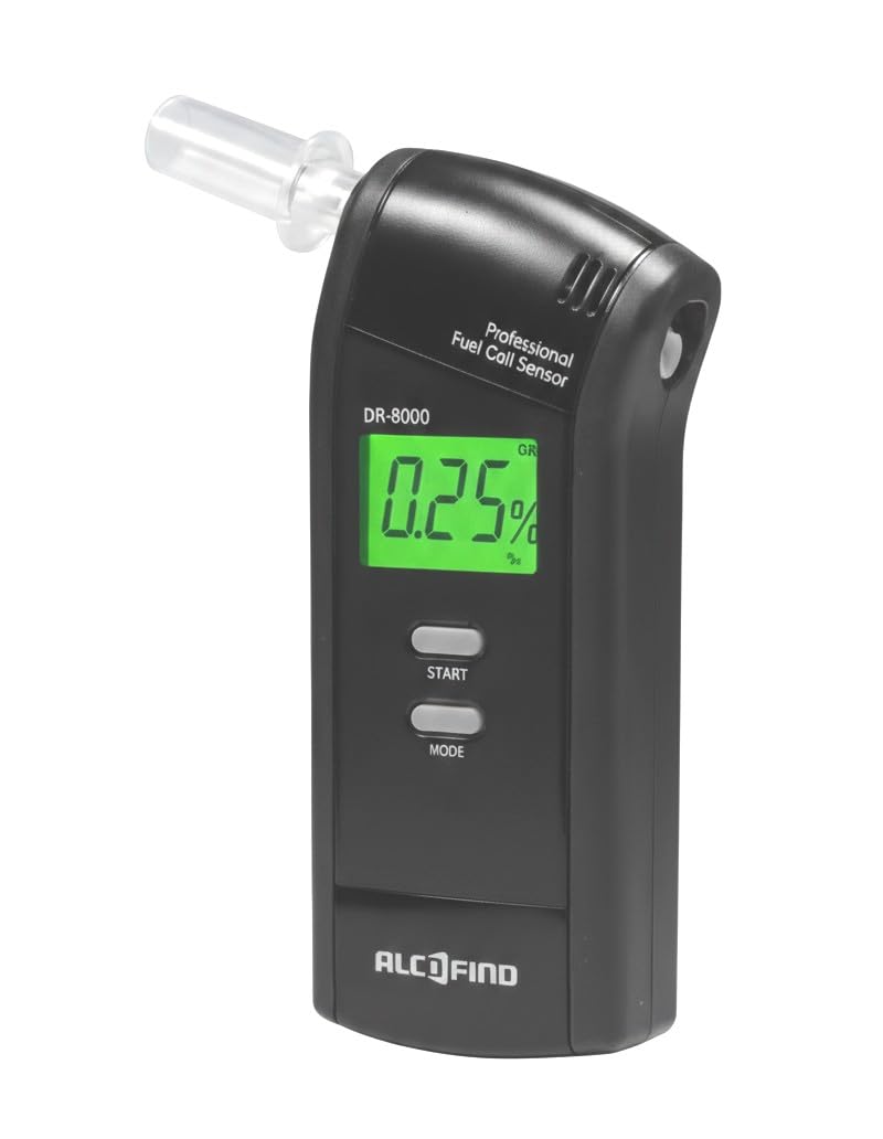 Alkoholtester Alcofind DA-8000 | mobiles digitales Atem-Alkoholmessgerät mit langzeitstabilen Fuel-Cell-Sensor bis 5.00‰ | polizeigenau