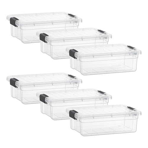 Image of Superio 7.4 Quart Clear Plastic Storage Bin with Lid, Stackable Organizer Box, BPA-Free Storage Container for Home, Garage, School & Office, 6 Pack