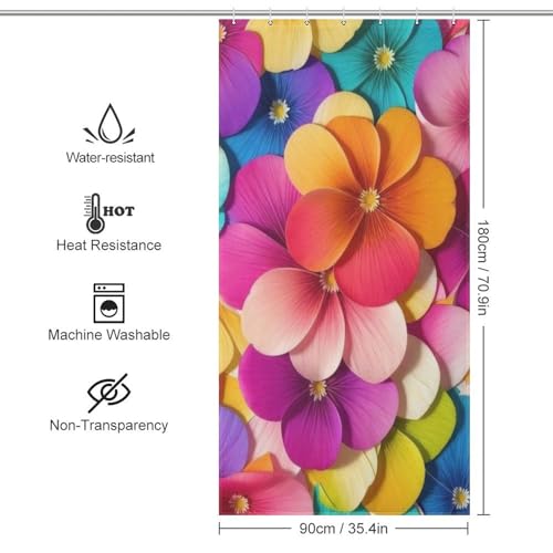 Rideau de douche imperméable et lavable en polyester floral pour baignoire 92x183cm