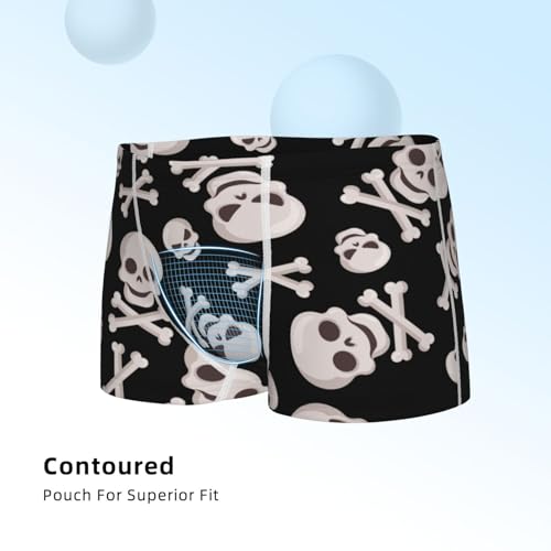 Boys' Cotton Boxer Brief Soft Underwear-Black White Skull Bone4