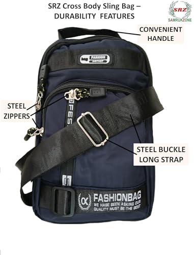 Image of SRZ Crossbody Sling Bag | Water Resistant | Glossy Vibrant Colours | Chest Bag Waist Bag | 4 Pockets | Adjustable Shoulder Strap