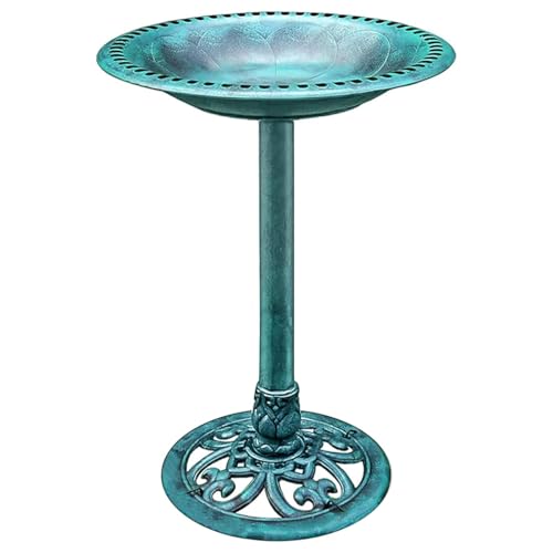 VIVOHOME Bird Bath for Outside, Polyresin Pedestal Bird Baths for Outdoor, Garden, 28 Inch Height...