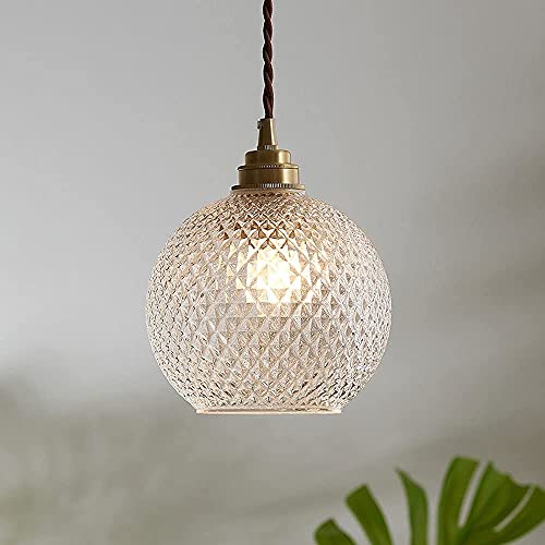 Lámpara colgante de vidrio transparente nórdica bola retro mini candelabro techo 3