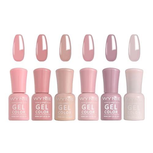 Esmaltes Semipermanentes en Gel Jelly 6 Colores, Pintauñas UV/LED Soak Off, Kit de Uñas en Gel para Color Natural