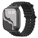 Astorgos Cinturino Ocean compatibile con Apple Watch Ultra 3/2/1 49mm,S11/S10 46mm,9/8/7 45mm,SE3/SE2/SE/6/5/4 44mm,3/2/1 42mm,Cinturini Sportivo con Connettore in Metallo,Nero/Nero