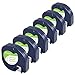 6-Pack Equivalent Dymo Letratag Refills 91330 S0721510 1/2'' W x 13' L Black on White Letratag White Paper Tapes Compatible with Dymo LetraTag Plus LT100H LT100T QX50