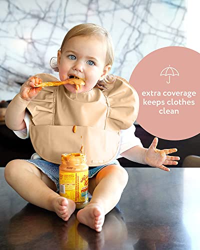 Willow + Sim Waterproof Baby Bib For Baby Girl - Better Than Silicone, Wipe Clean And Washable - Toddler Bibs With Food Catcher, Ideal Feeding Bib For Babies And Infants - No Sleeve - Sheepskin #TOP1