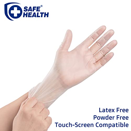 Safe Health Vinyl Exam Disposable Gloves, Latex Free, Powder Free, Clear, Case Of 1000, Medium, 3.5 Mil, Medical Grade, Nursing, Office, Kitchen, Pet Care, Cleaning, Housework #TOP1