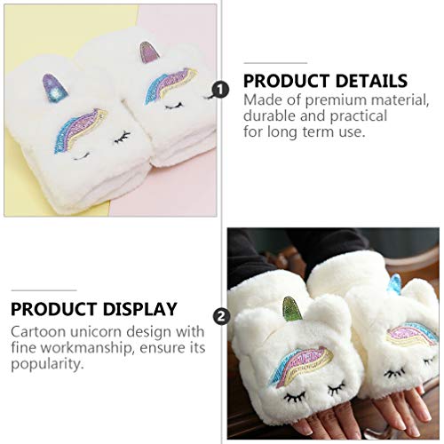 KESYOO Luvas de Meio Dedo para Meninas Luvas Quentes de Inverno Fofas Luvas Flip Top UnicÃ³rnio de N