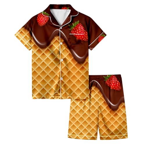 Vestido de niña púrpura girasol Conjunto de pijama de verano para niñas, suave y cómodo, con cuello de solapa, top abotonado y cintura elástica, para uso diario, de 2 a 13 vestidos de cóctel para niña