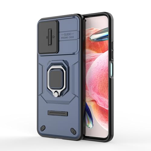 Image of CamShield Pro Case with Slide Camera Protection and 360 Protection Ring Stand Bumper Back Case Cover for Mi Redmi Note 12 / Note 12 4G (Blue)