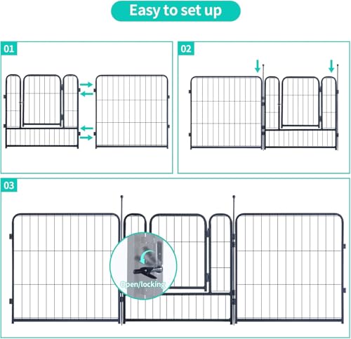 Image of Dog Playpen,Portable Outdoor Dog Fence, Dog Playpen for Large /Medium /Small Dogs, Dog Fences for The Yard,with Doors Foldable Metal (16 Panels, 45 inch)