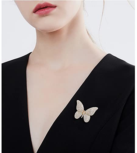 Image of Luxury Butterfly Full CZ Brooches Pins Sparkly Crystal Animal Brooch Classic for Wedding Party Dance Banquet for Women Ladies Dainty Elegant Beautiful Girls Minimalist Lapel Pins Dress Suit Ceremony Clothes Accessories Jewelry Mother's Day Valentine's Day Decor Christmas Gifts