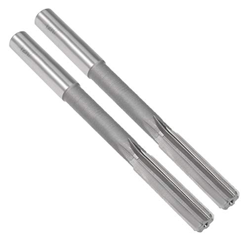 uxcell Chucking Reamer 12mm, H7 HSS Lathe Machine Reamer 6 Straight Flutes, Round Shank Milling Cutting Tool, for Metal Non-Ferrous Metal Copper, 2pcs